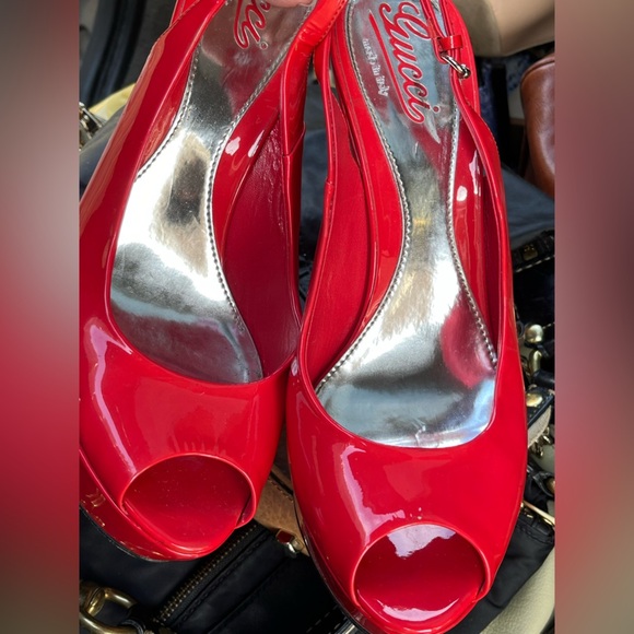 Gucci Toe Slingback Wedge Sandals - Picture 3 of 13